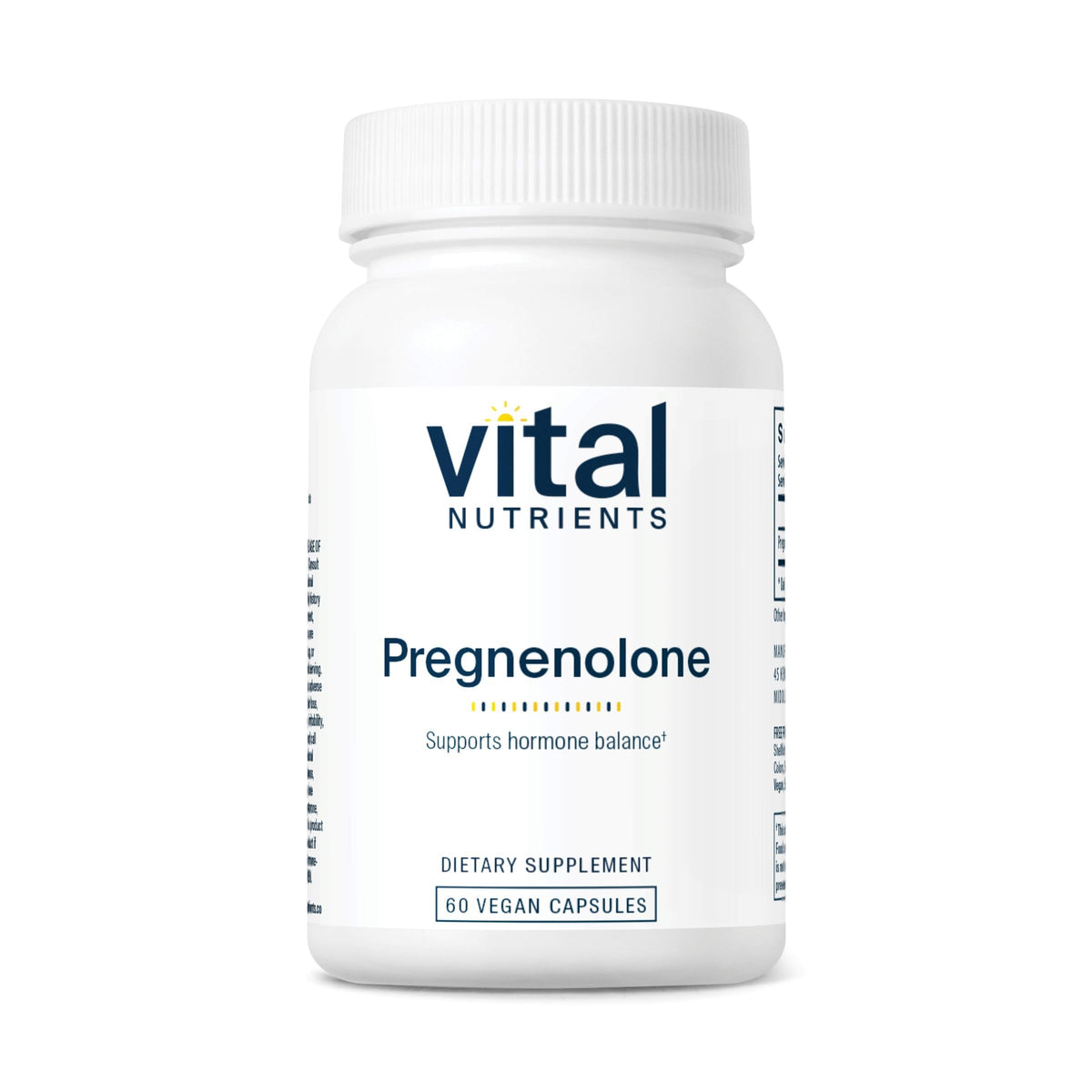 Vital Nutrients frasco frontal claro y etiqueta legible mostrando 60 cápsulas