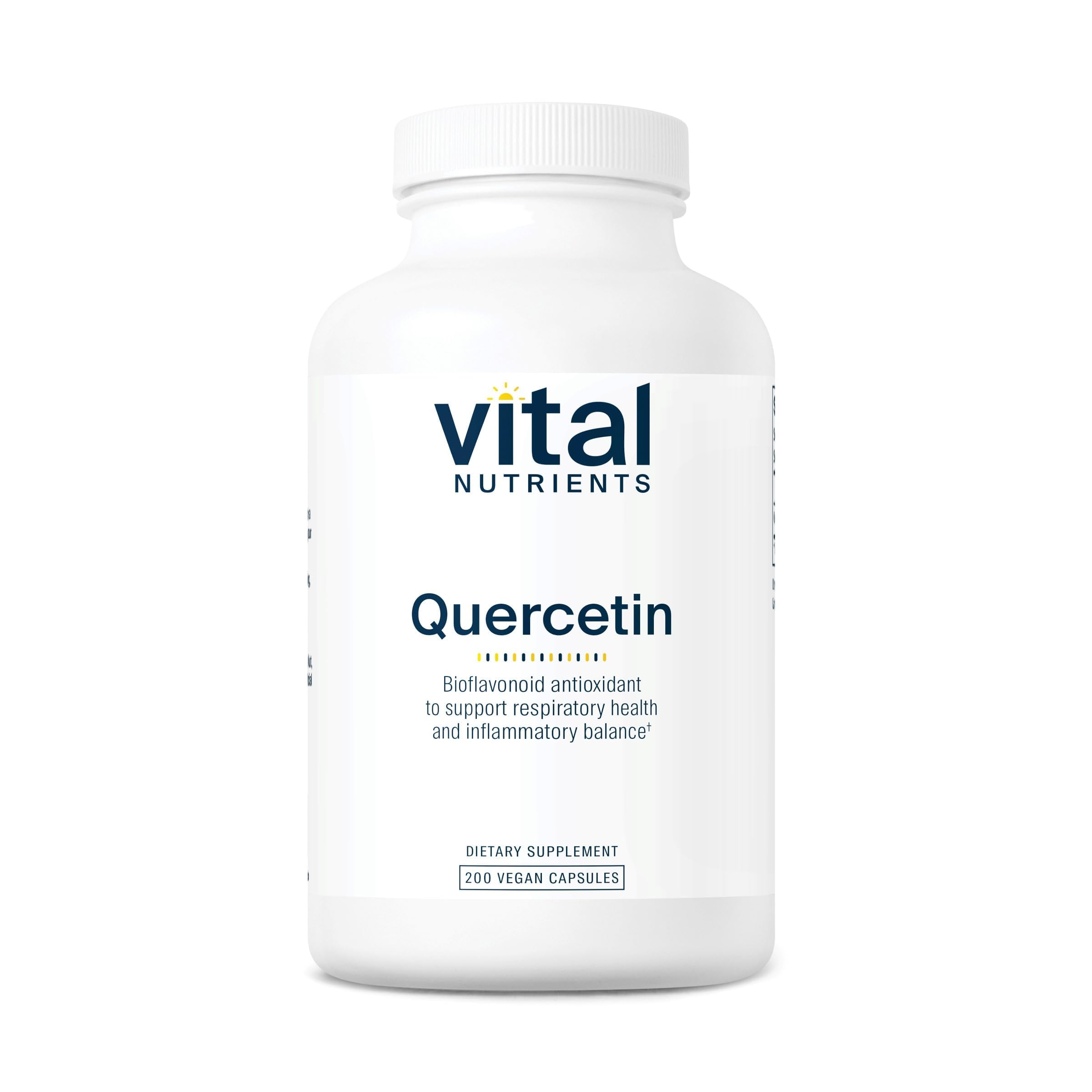 Vital Nutrients envase frontal de Quercetin 500 mg, presentación clara y beneficios de pureza