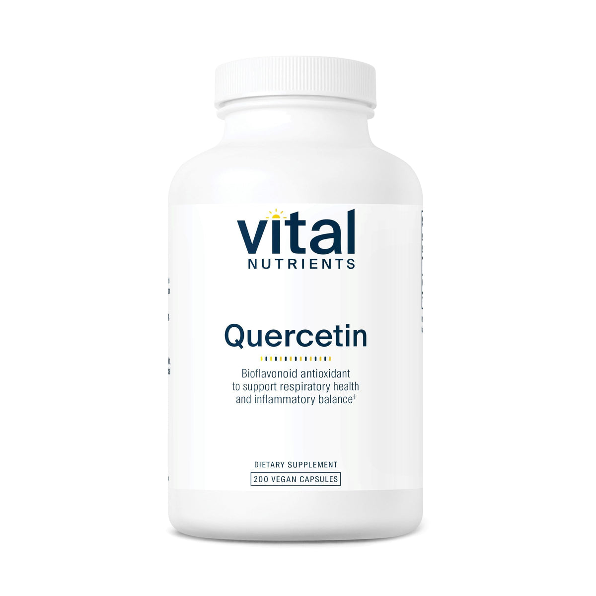 Vital Nutrients envase frontal de Quercetin 500 mg, presentación clara y beneficios de pureza