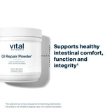 Vital Nutrients tamaño comparado con una mano, volumen y porciones claras