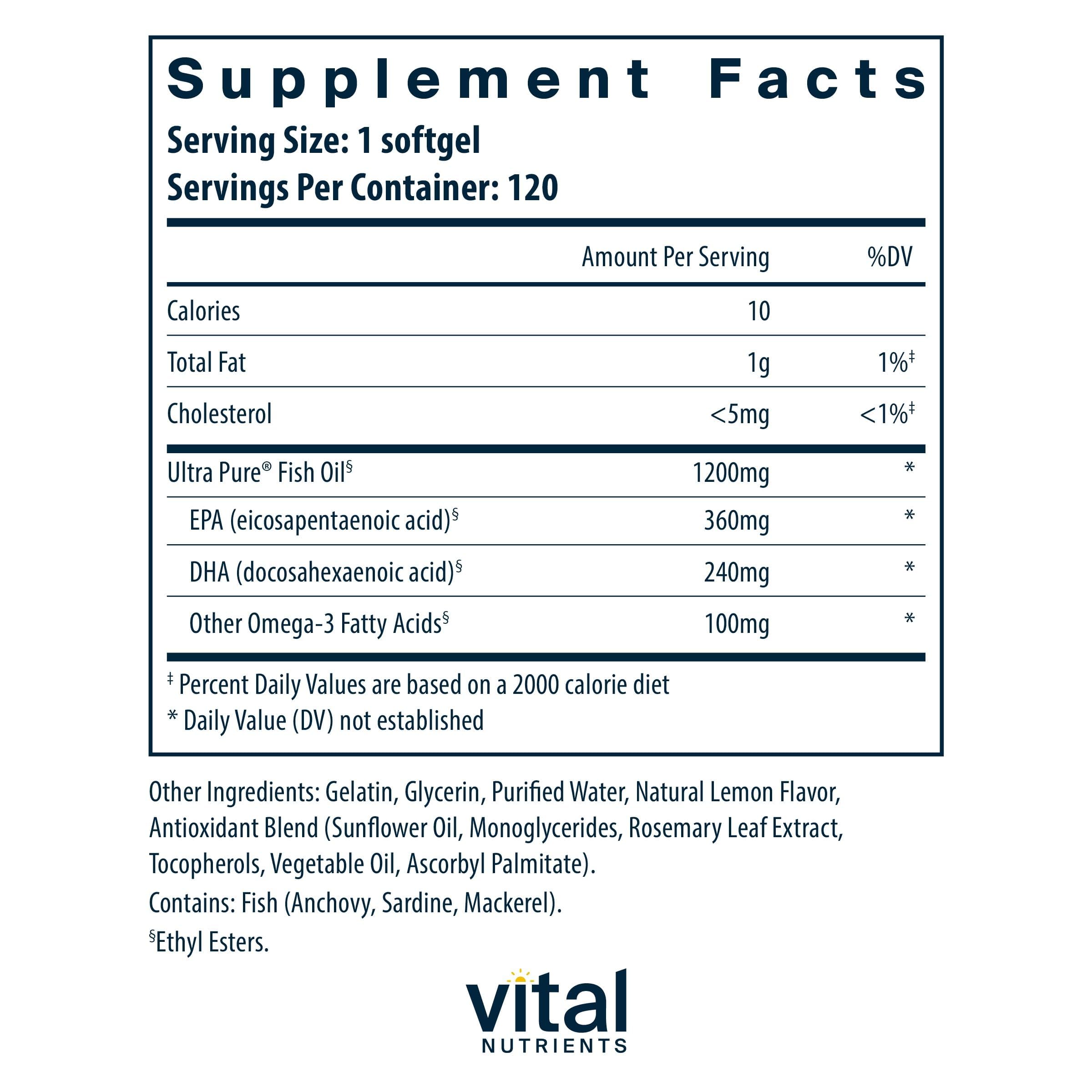 Close up de cápsula blanda Vital Nutrients que muestra textura y pureza