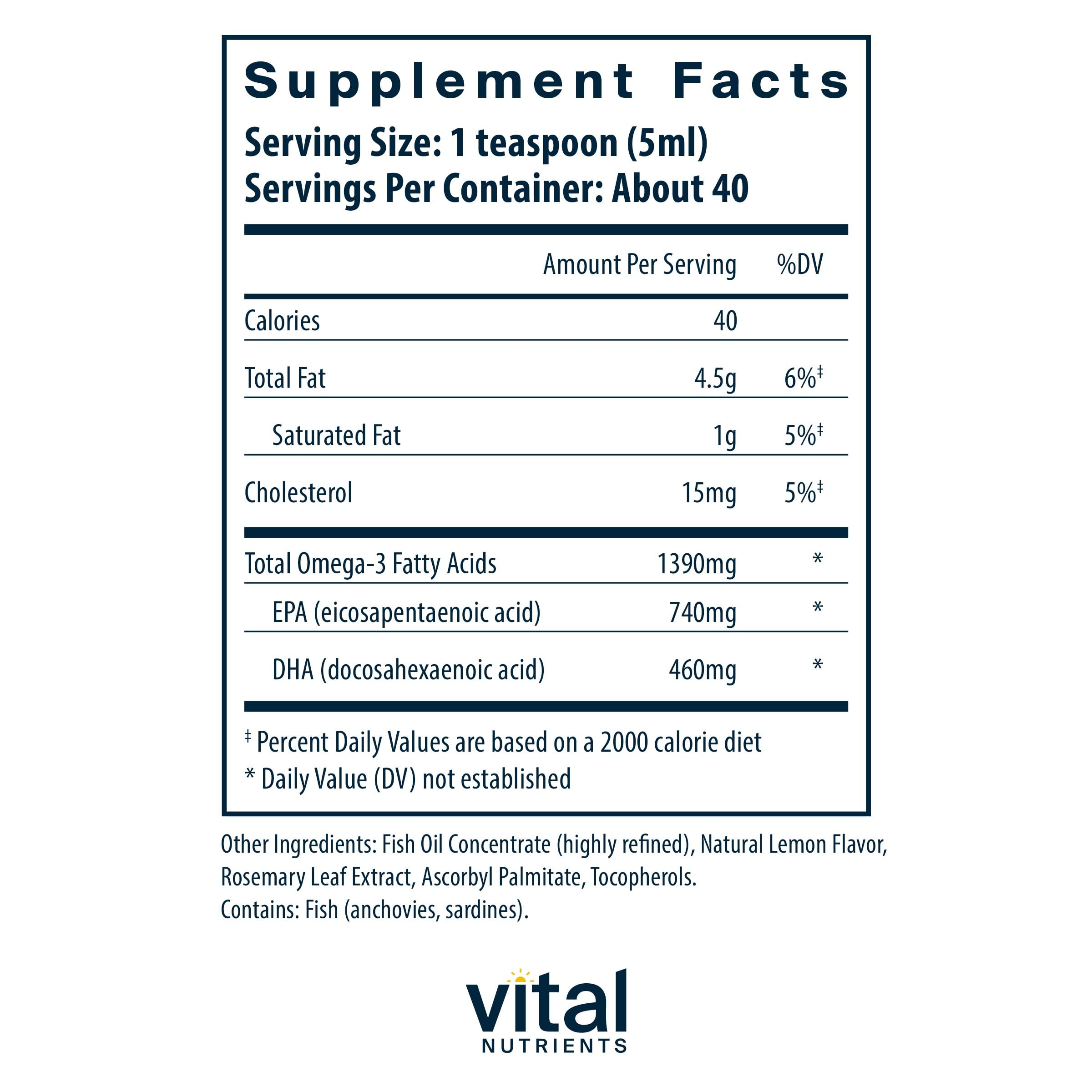 Vital Nutrients detalle de textura del aceite líquido, fácil dosificación