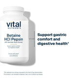 Vital Nutrients cápsula abierta mostrando polvo y apoyo a digestión proteica