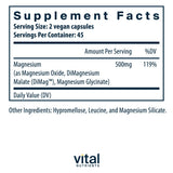 Vital Nutrients cápsulas del Triple Magnesium Complex enfocadas en su revestimiento suave y absorción