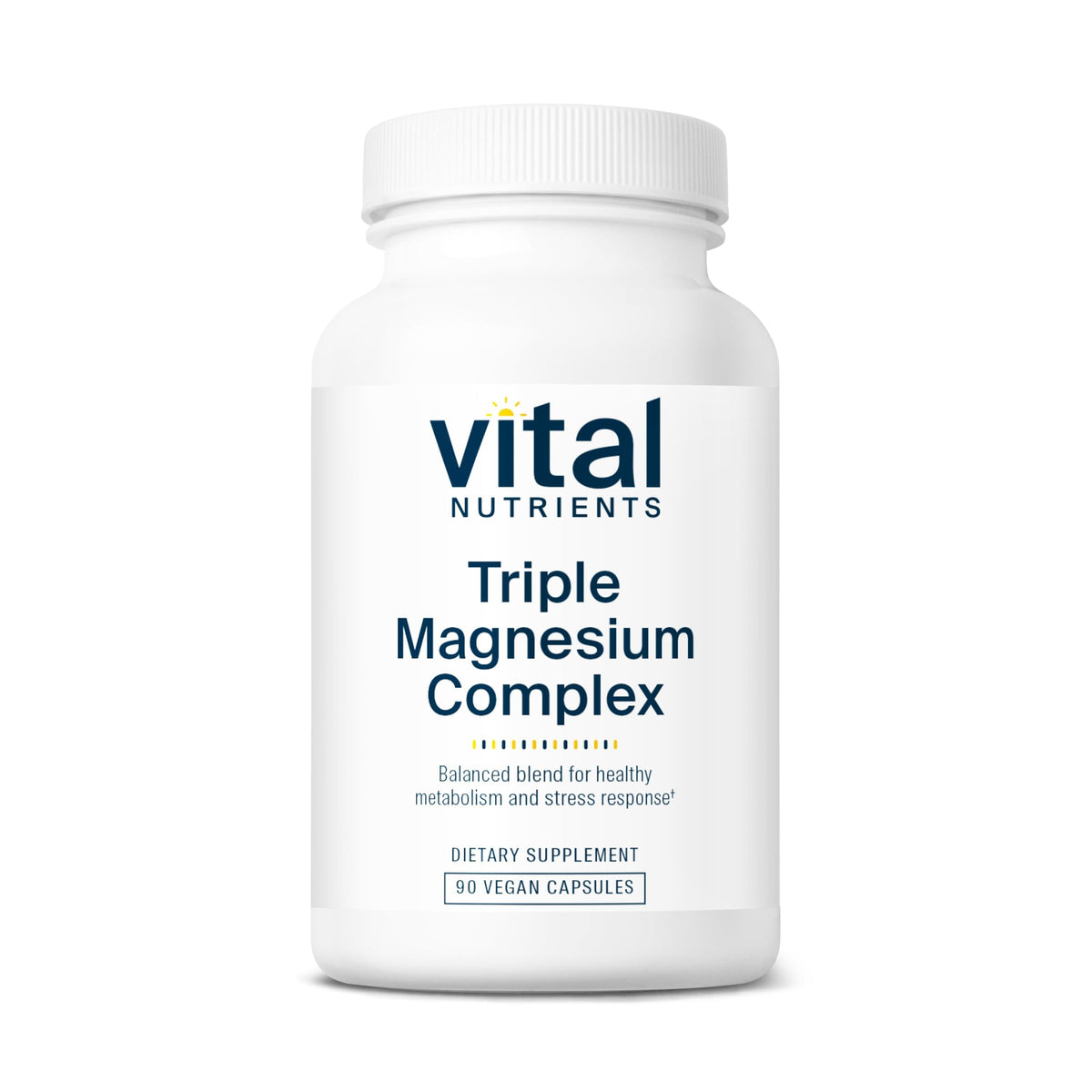 Vital Nutrients frasco frontal del Triple Magnesium Complex beneficiando la confianza en la pureza