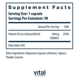 Vital Nutrients close-up de cápsula D3, textura y tamaño fácil de tragar