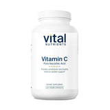 Vital Nutrients frasco frontal mostrando la etiqueta y beneficios de la vitamina C