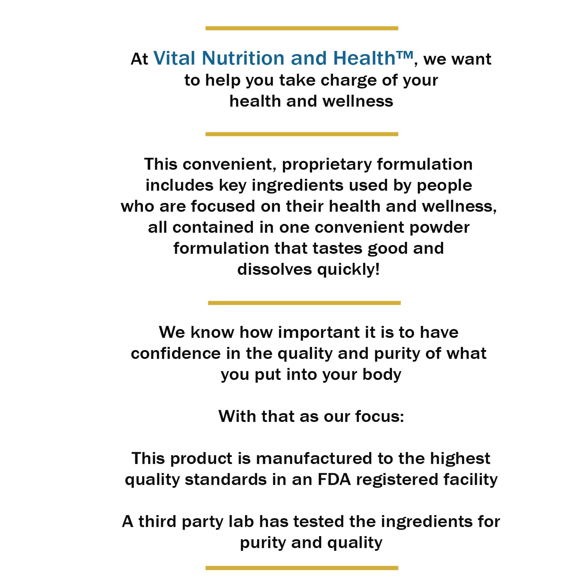 Vital Nutrition detalle de ingredientes en polvo para mezcla diaria