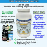 Vital Nutrition textura del polvo en cuchara, fácil disolución y sabor