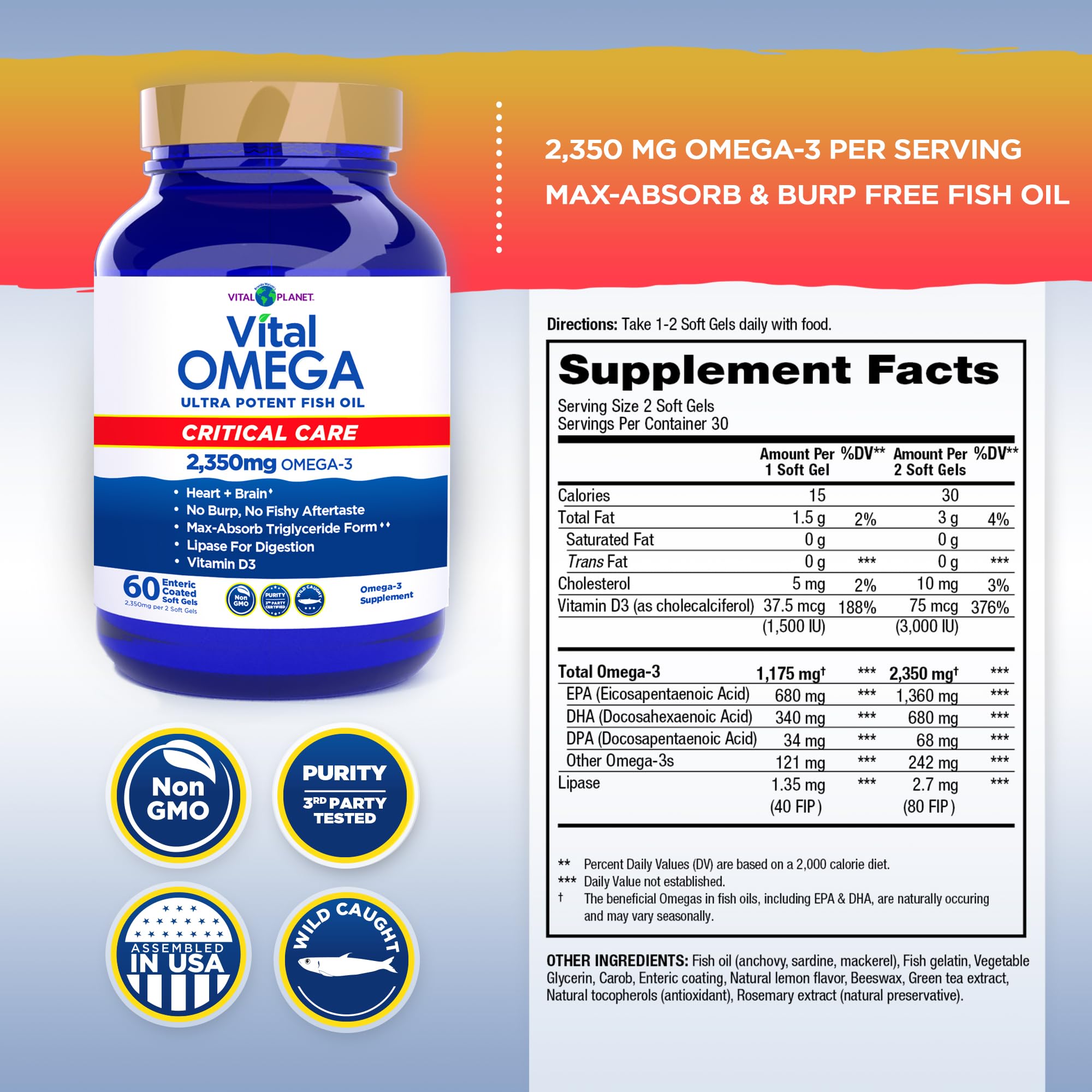 Vital Planet close-up de textura de las softgels con aspecto brillante que indica calidad