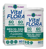 Vital Planet frasco frontal Vital Flora Men mostrando la presentación y beneficio claro
