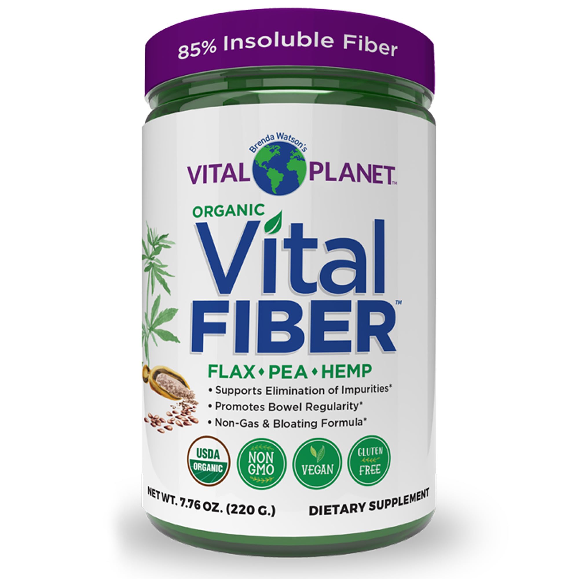 Vital Planet envase frontal mostrando etiqueta y beneficio de fibra