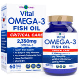 Vital Planet envase frontal Vital Omega mostrando dosis y cápsulas, confianza en potencia