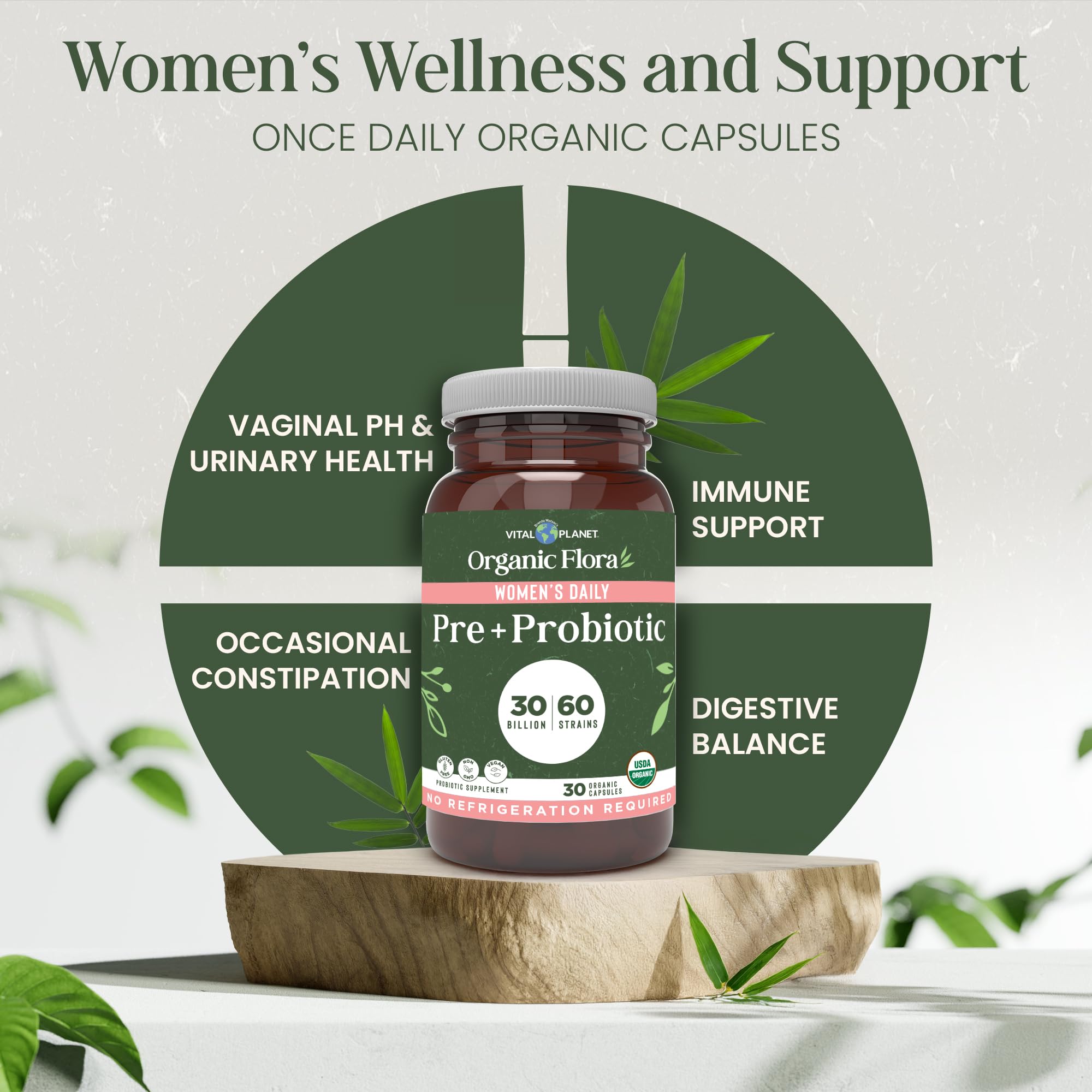 Vital Planet etiqueta con lista de ingredientes y certificaciones orgánicas
