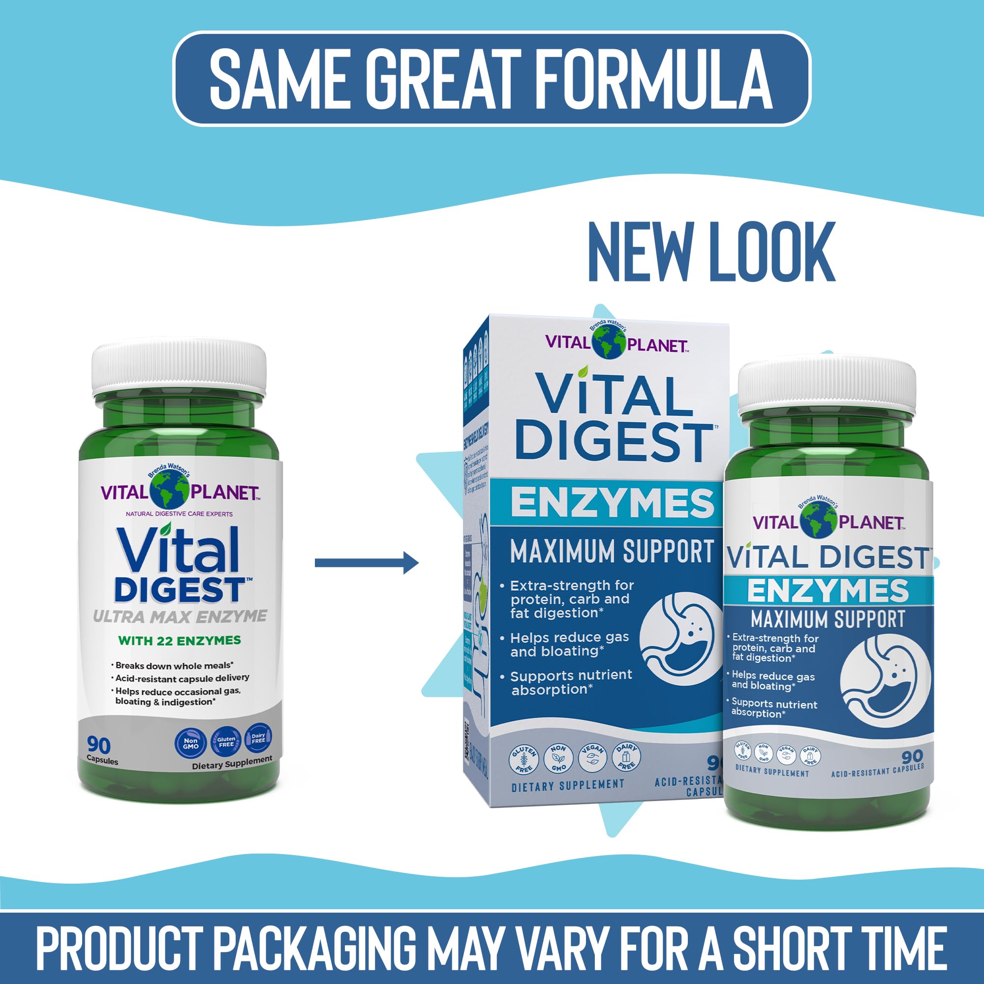 Vital Planet contenido en polvo de enzimas Vital Digest, ventaja: mezcla natural y pura