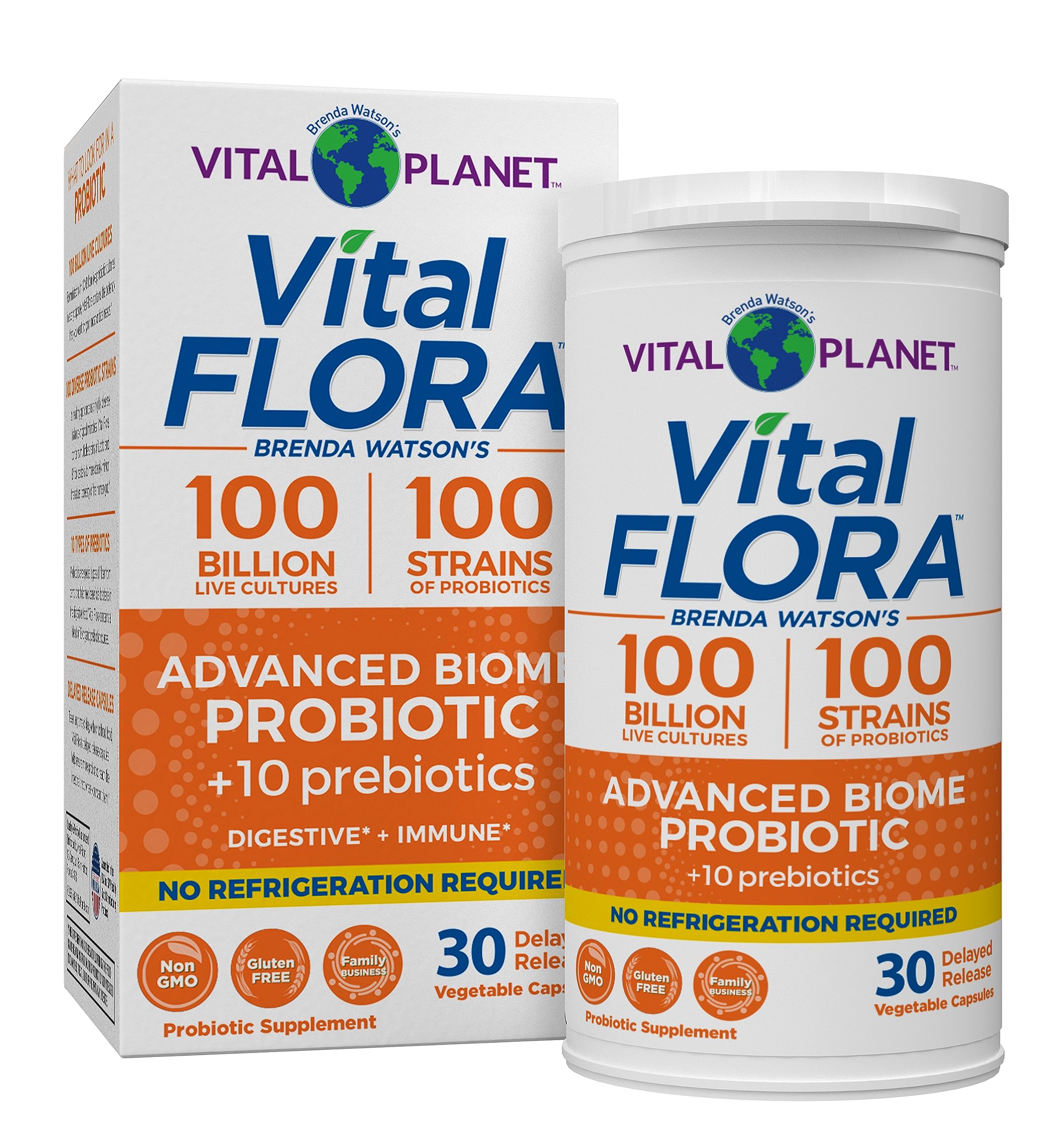 Vital Planet Vital Flora frontal del envase mostrando fórmula completa y beneficios