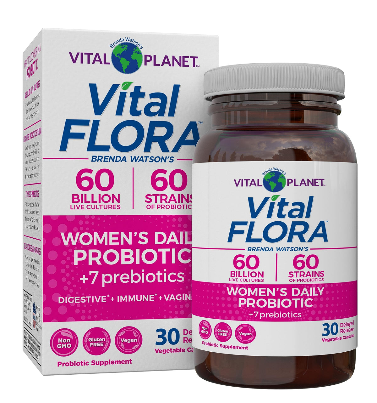 Vital Planet frasco frontal mostrando etiqueta y beneficios clave