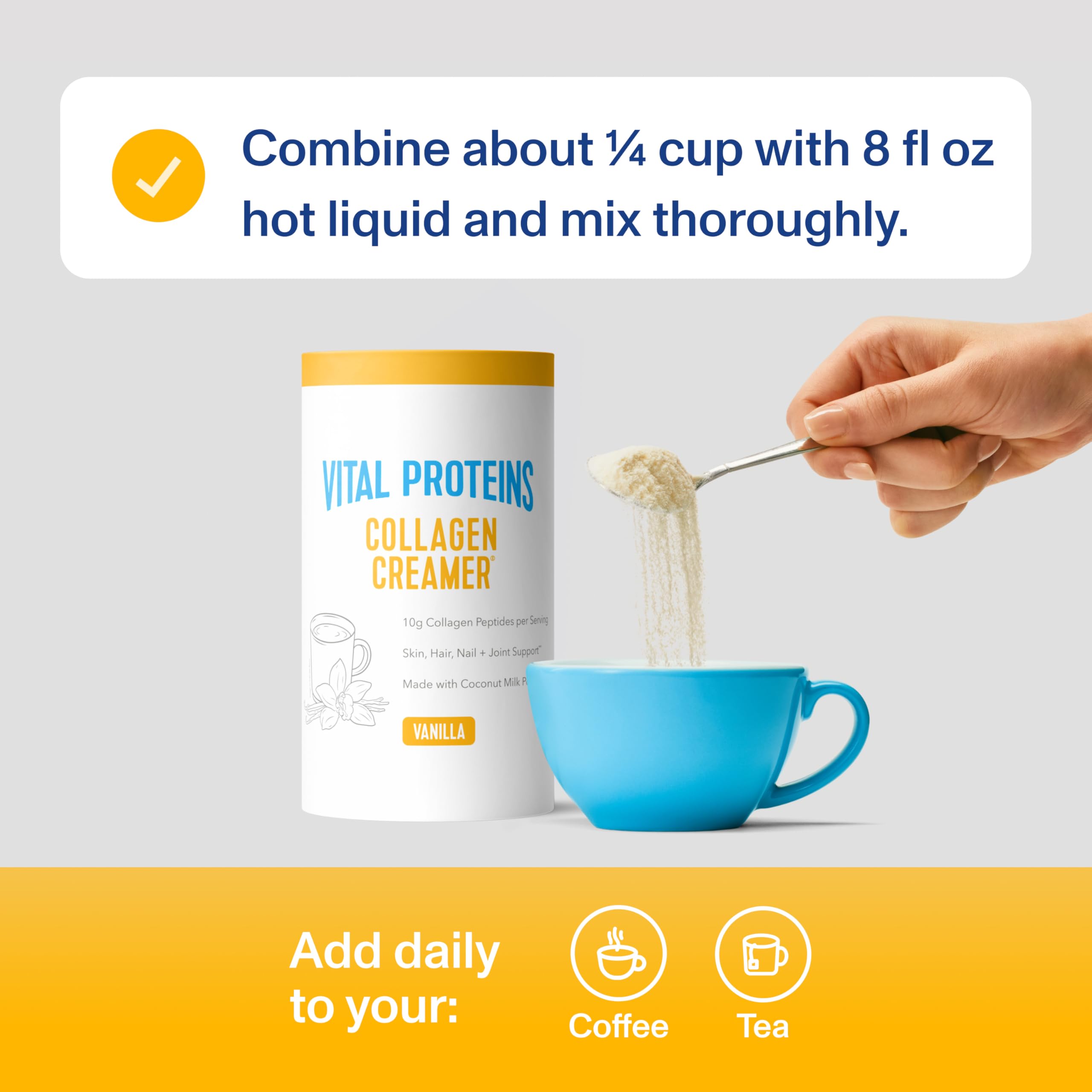 Vital Proteins cucharada medidora con 10g por porción clara
