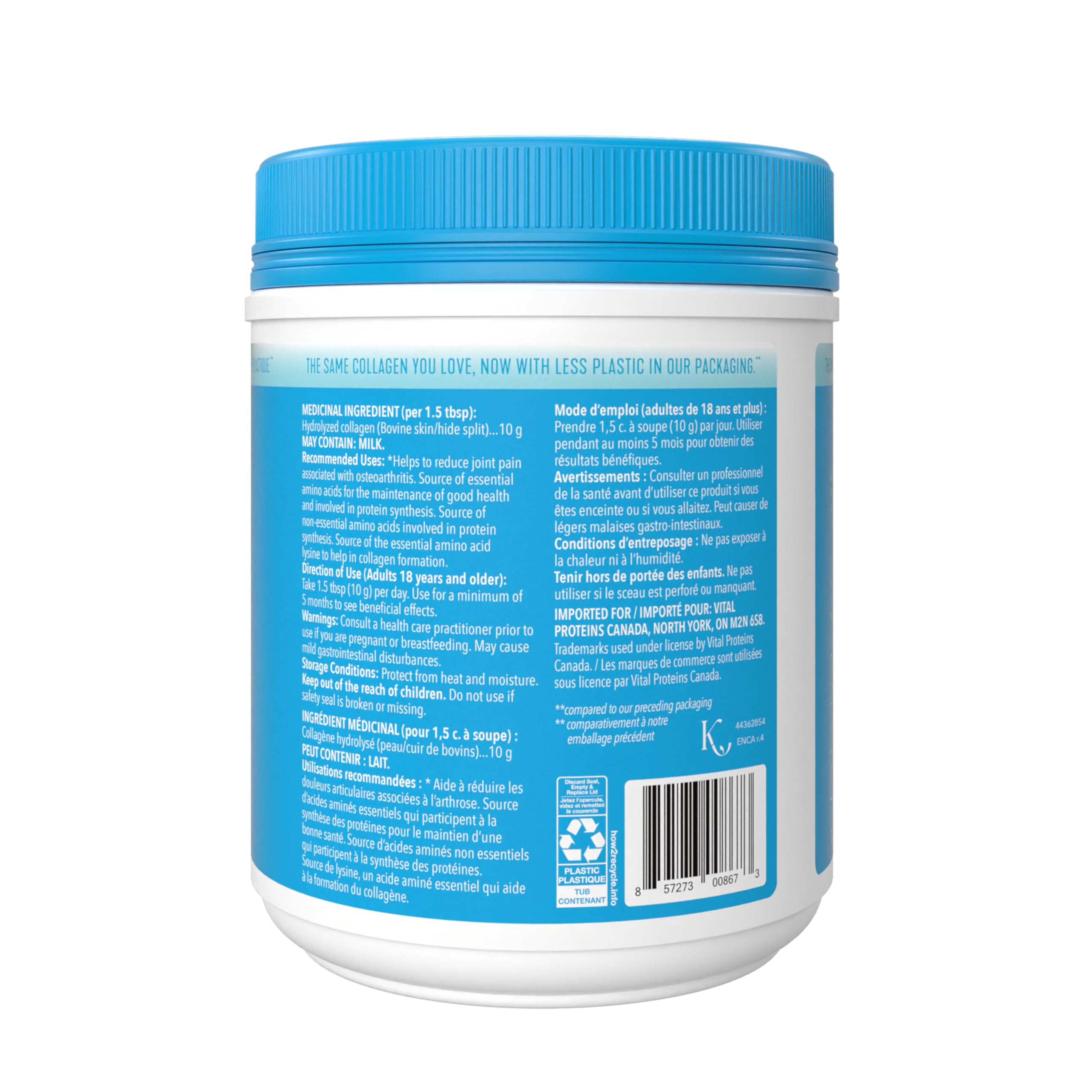 Vital Proteins etiqueta con información de ingredientes y uso práctico