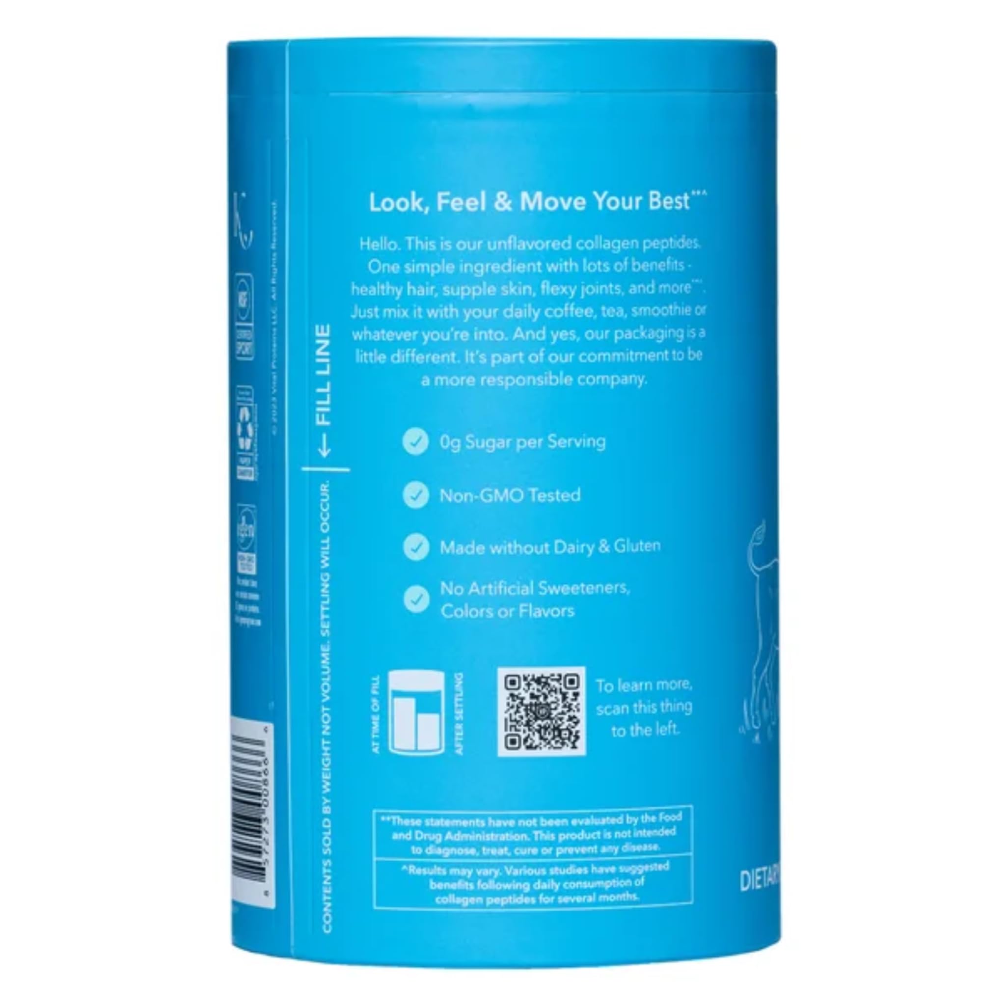 Vital Proteins primer plano del polvo, textura fina y sin grumos para mezcla rápida