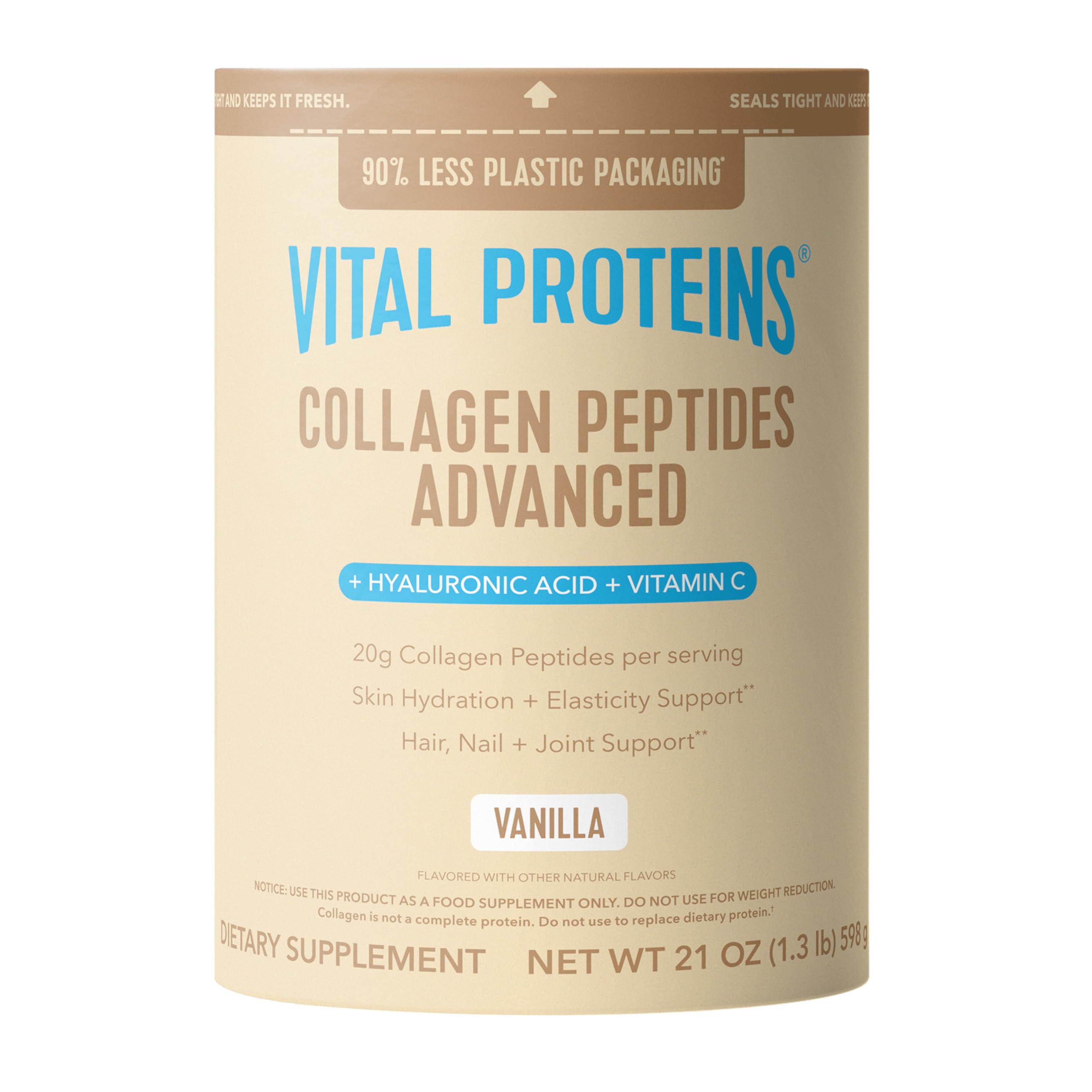 Vital Proteins envase frontal vainilla mostrando información clara y beneficios