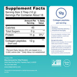 Vital Proteins — etiqueta nutricional y listado de ingredientes claros