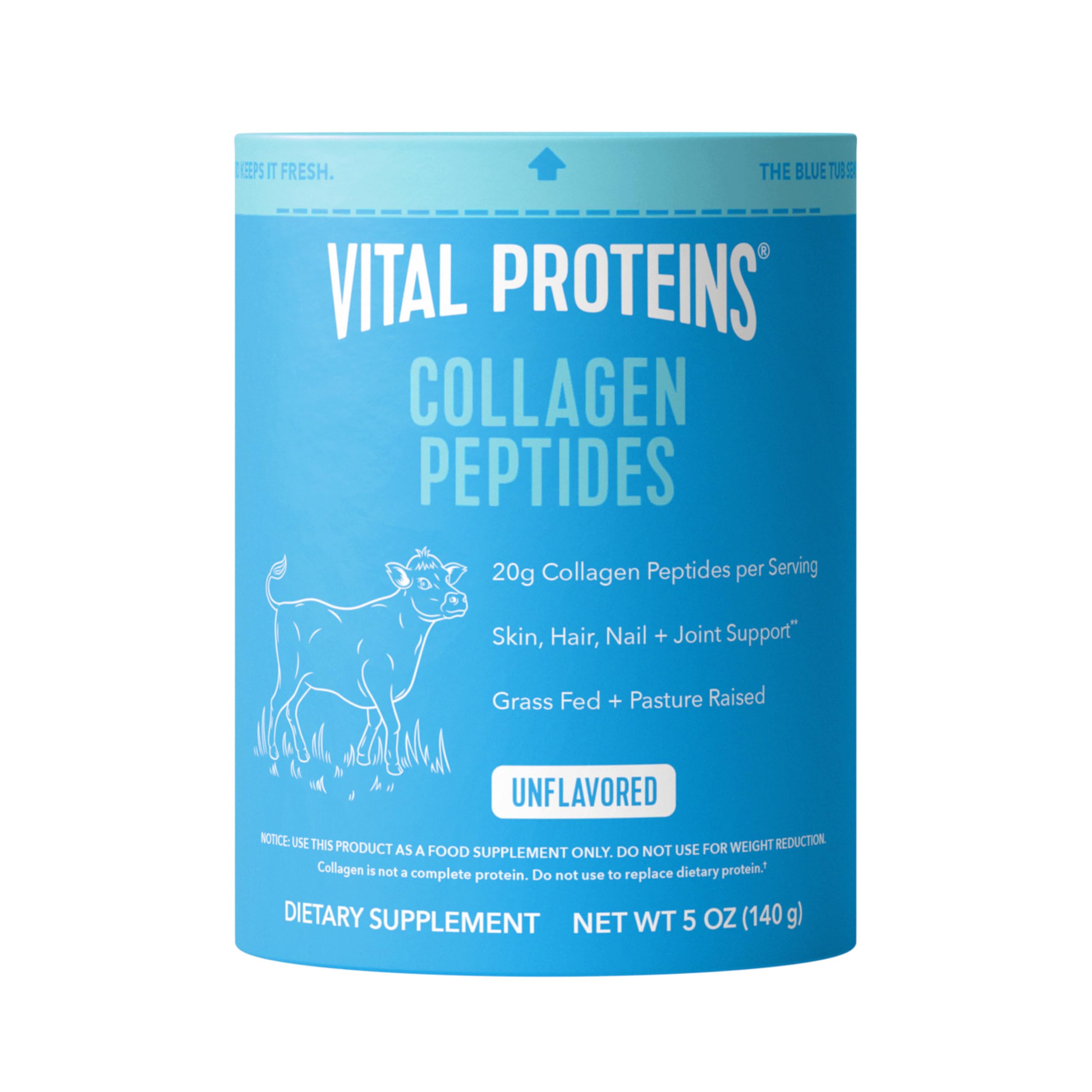 Vital Proteins frente del envase mostrando presentación y conveniencia