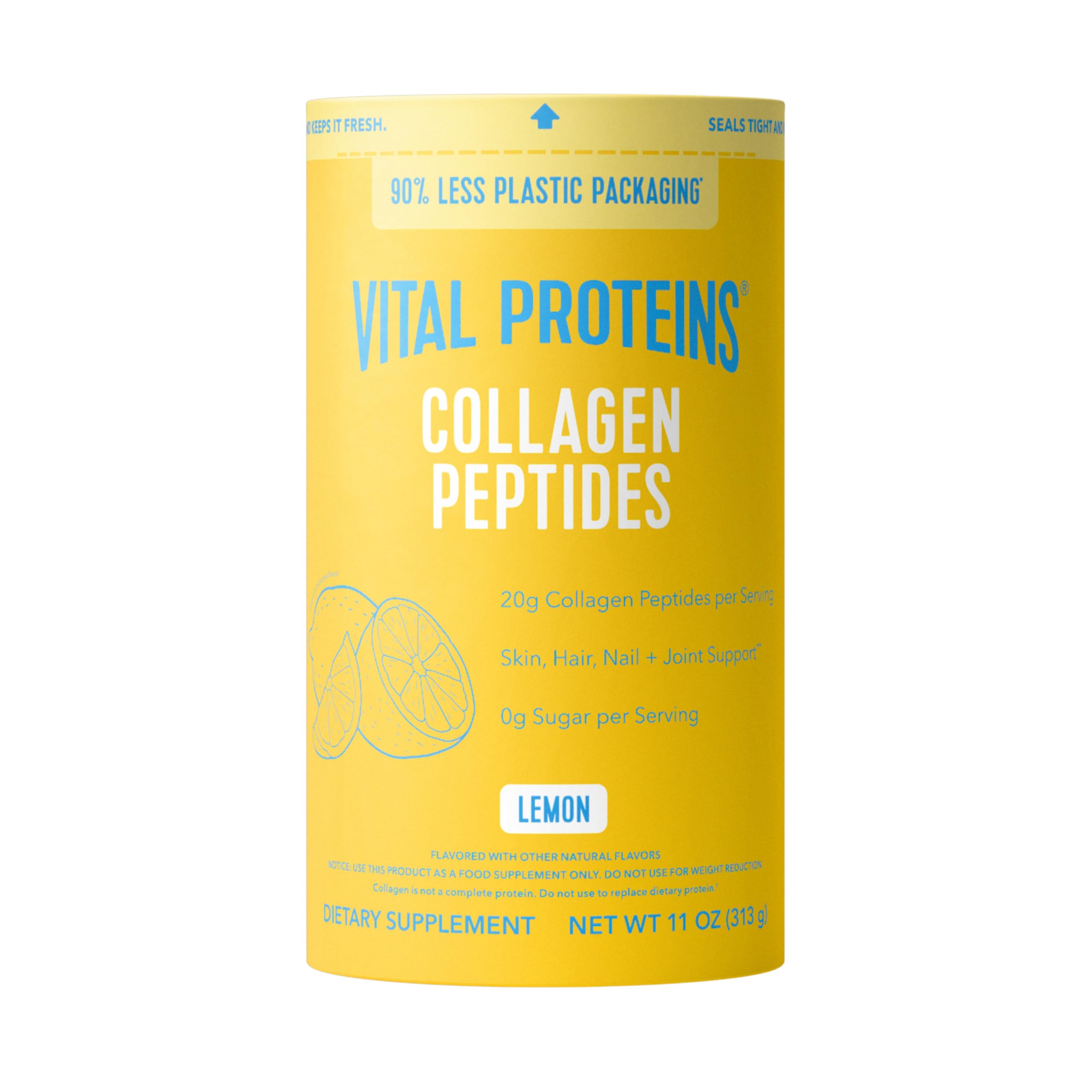Vital Proteins envase frontal limón, claridad de producto y beneficios