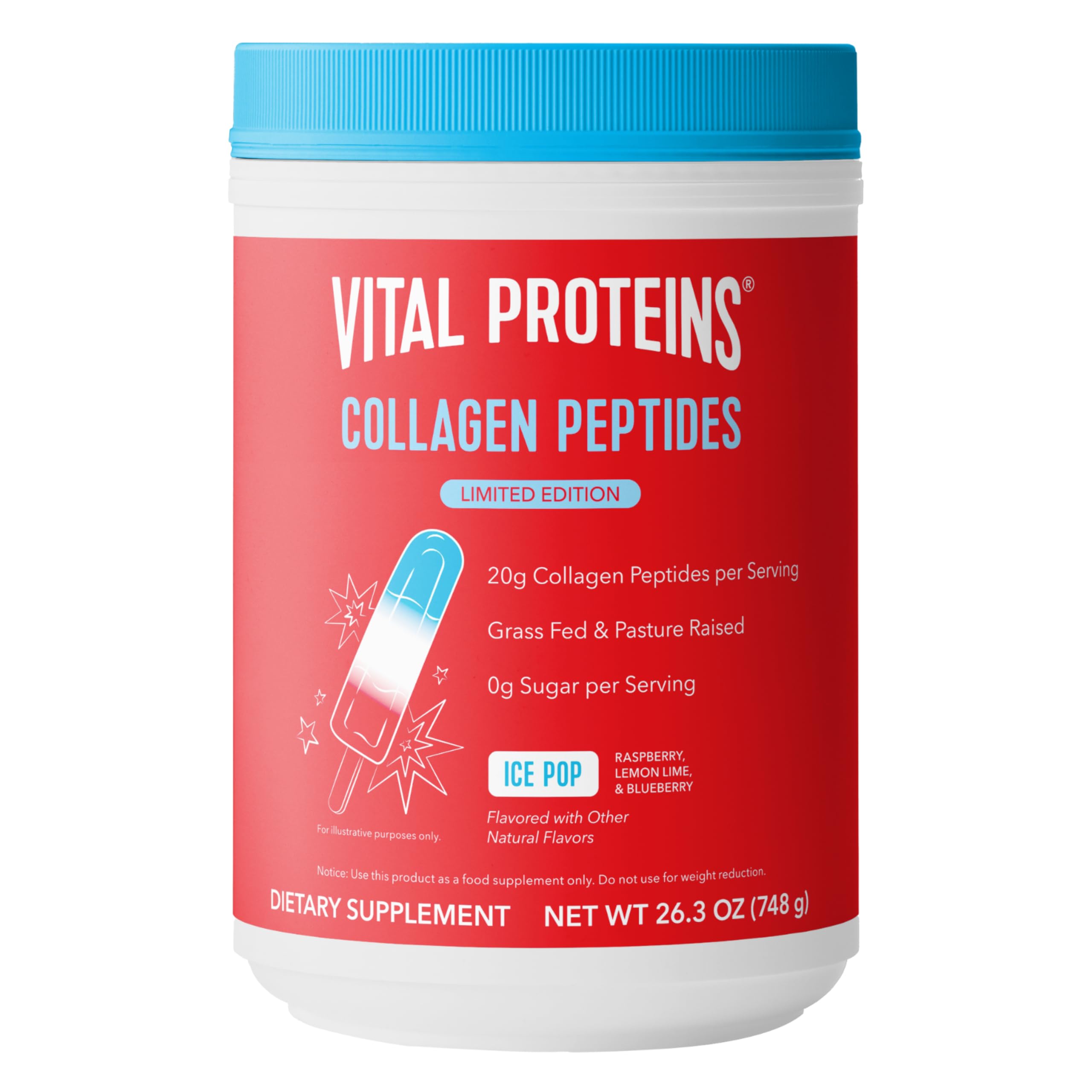Vital Proteins envase Ice Pop frontal mostrando etiqueta y beneficios