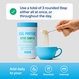 Vital Proteins polvo mezclado en vaso listo para beber, comodidad diaria