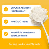 Vital Proteins junto a objetos para comparar tamaño del envase