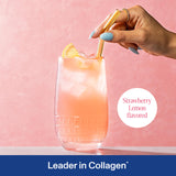Vital Proteins vaso con batido fresa-limón listo para beber y mezclar fácilmente