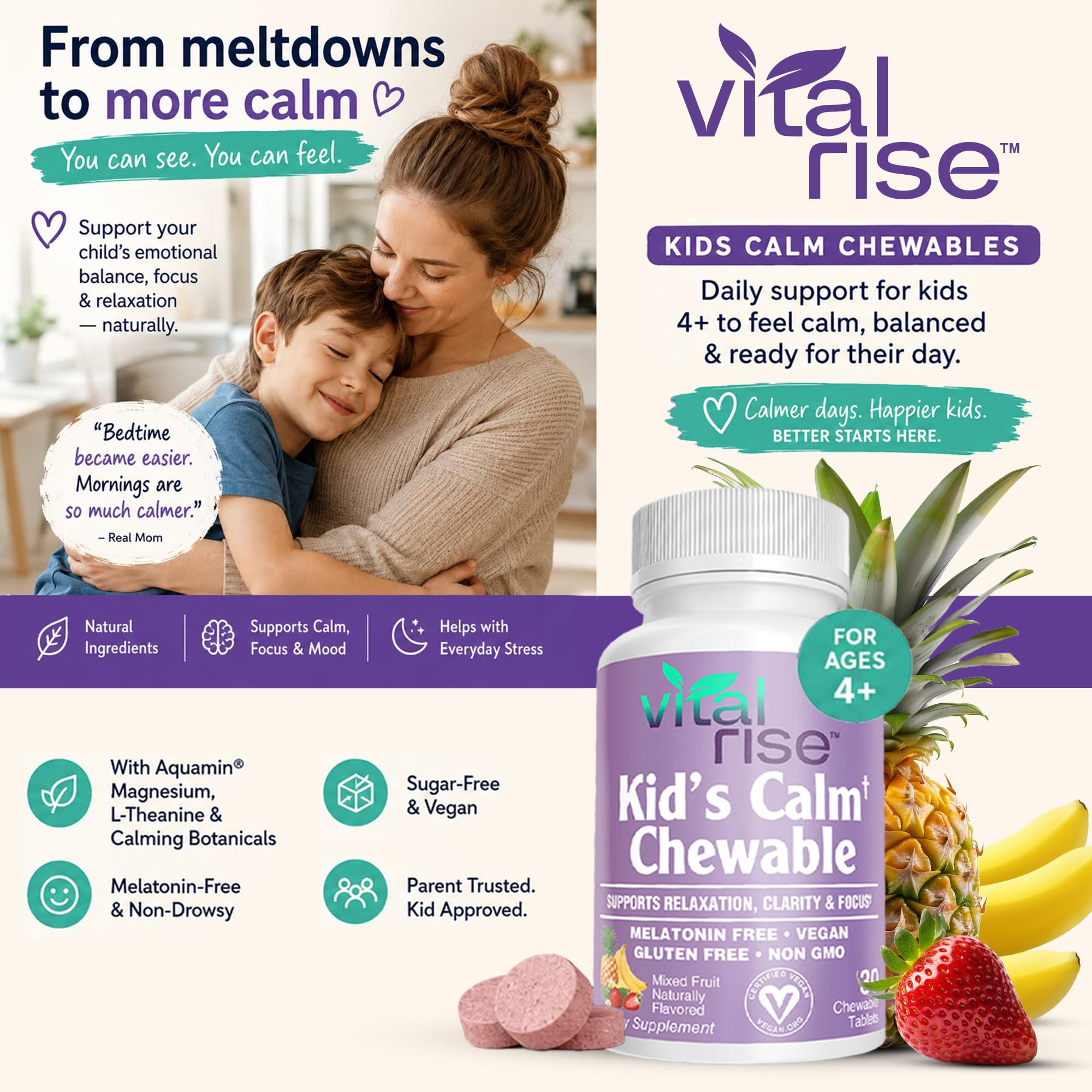 Vital Rise embalaje lateral con información nutricional legible