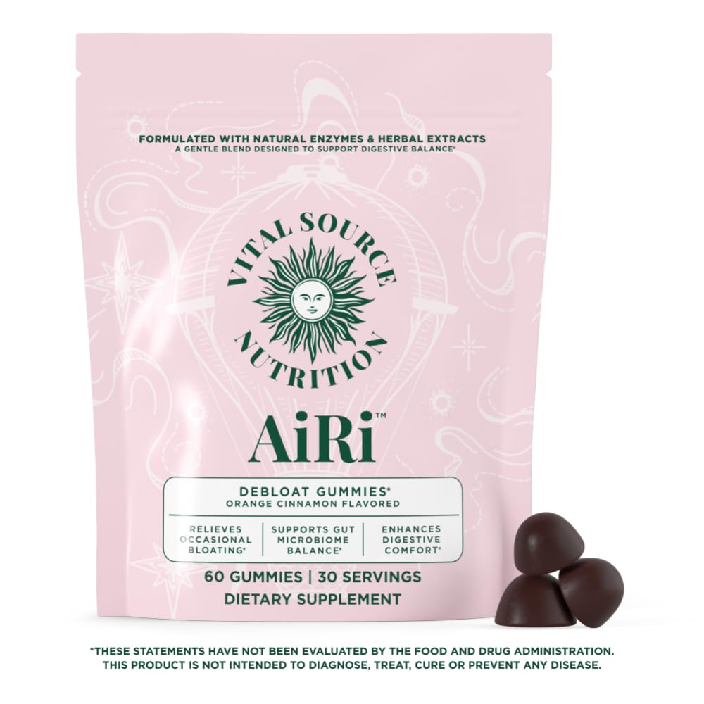 Vital Source Nutrition AiRi comparación de tamaño de la gomita junto a una moneda