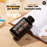 Vital Vitamins botella abierta con cápsulas lista para uso diario