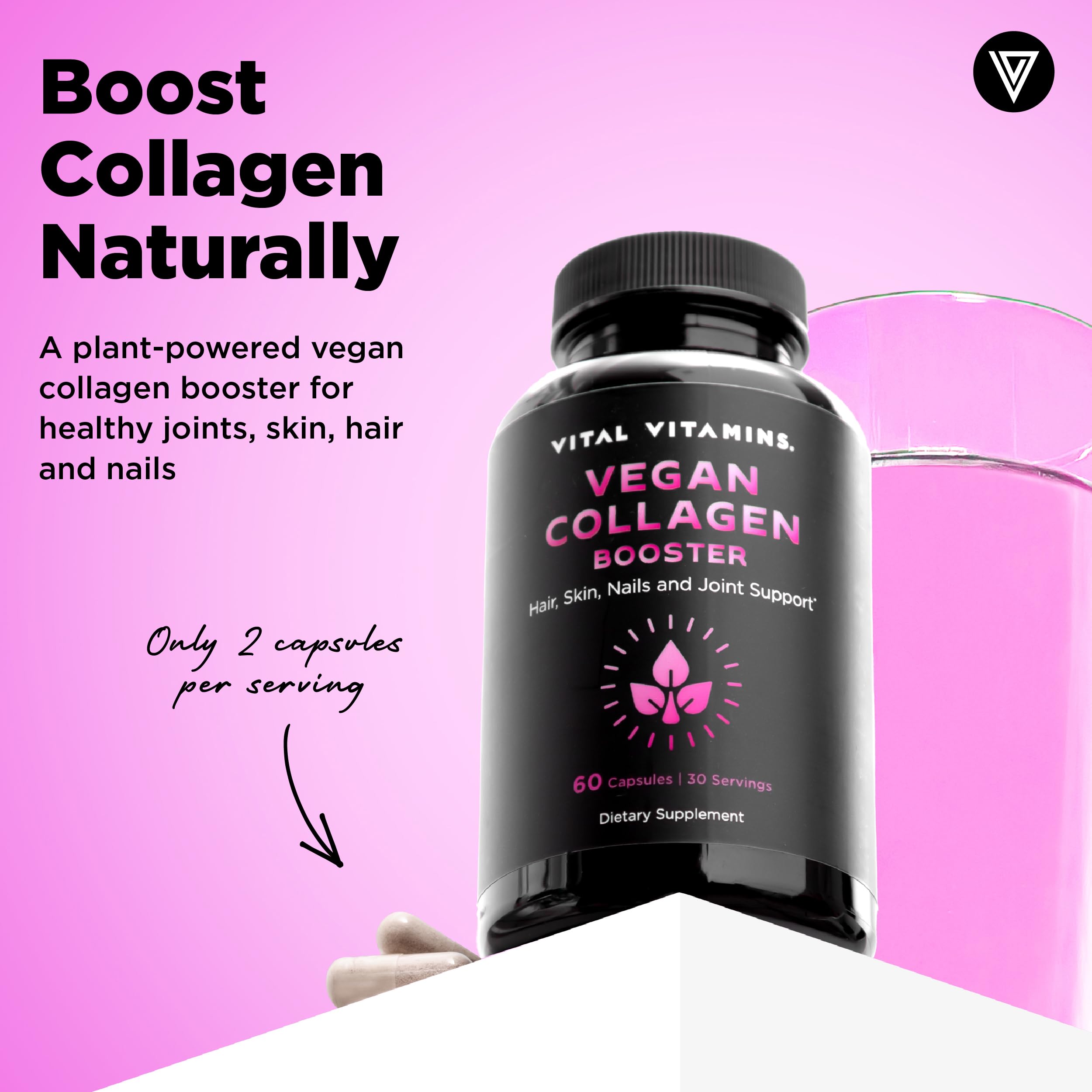 Vital Vitamins cápsula en primer plano, fácil de tragar y sin aditivos