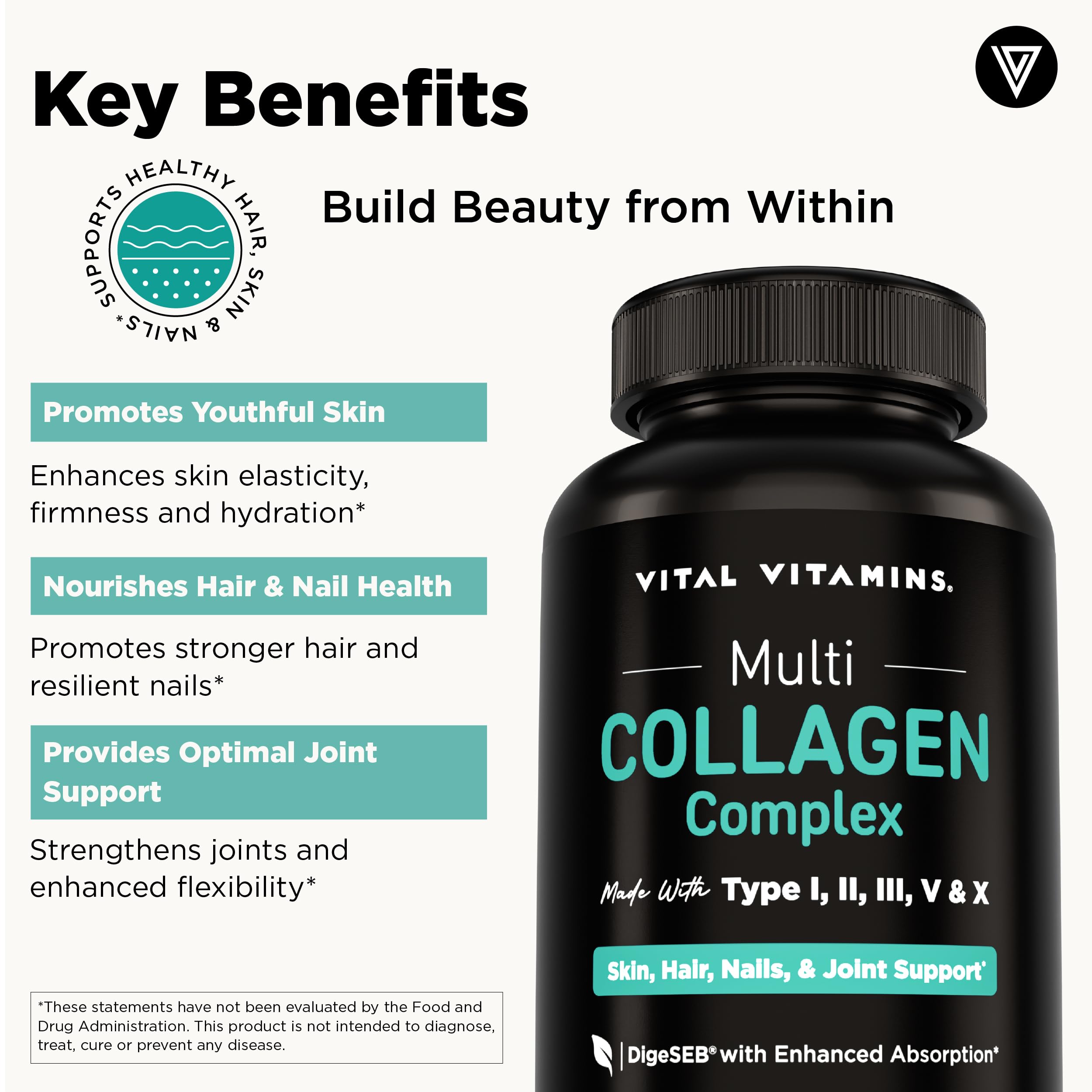 Vital Vitamins detalle de cápsulas que muestra textura y tamaño cómodo