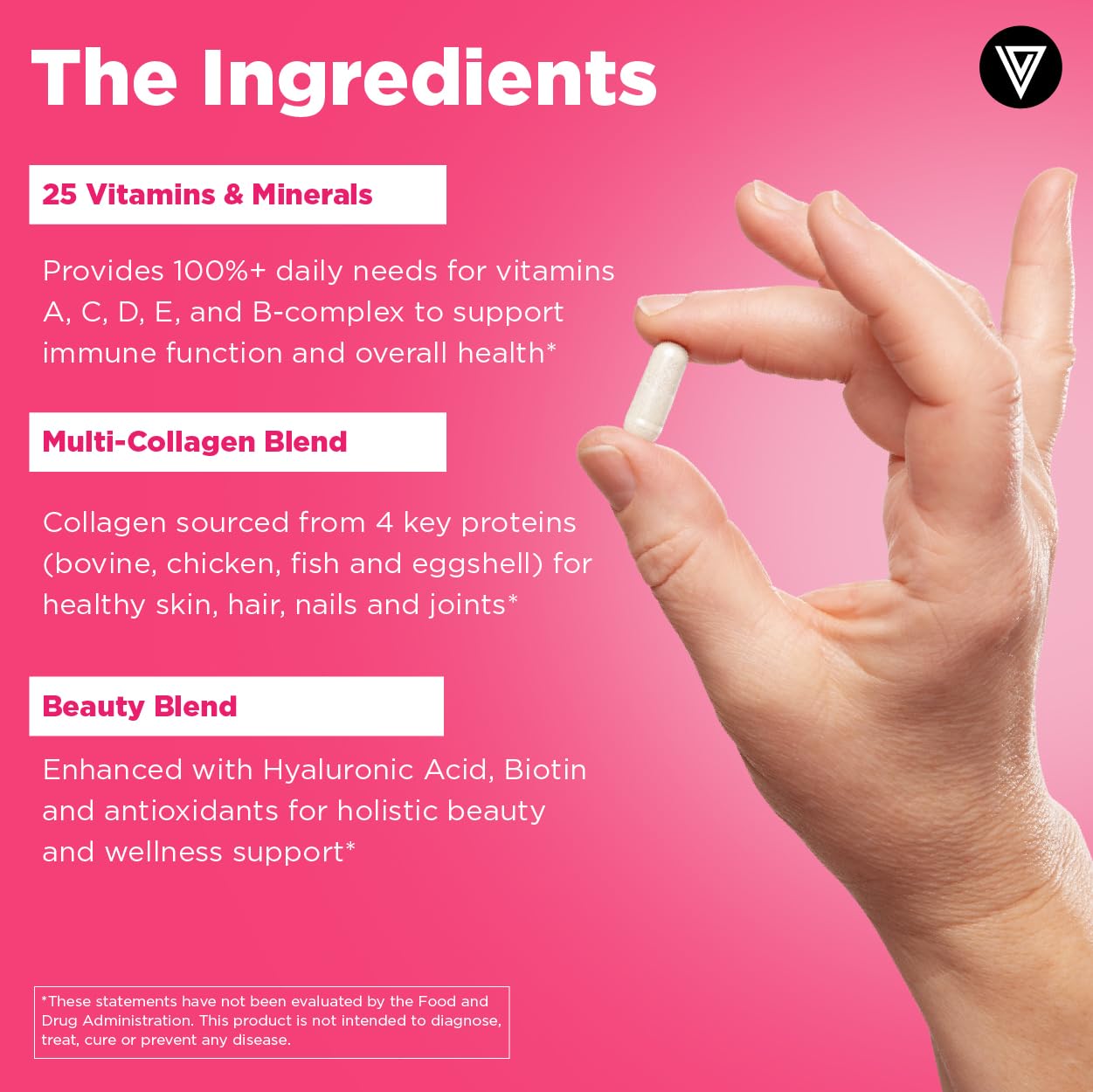 Vital Vitamins cápsulas de colágeno en primer plano para soporte de piel