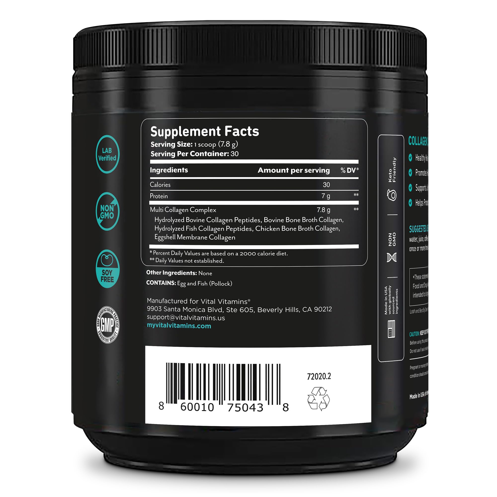 Vital Vitamins comparación de tamaño del frasco para referencia de escala