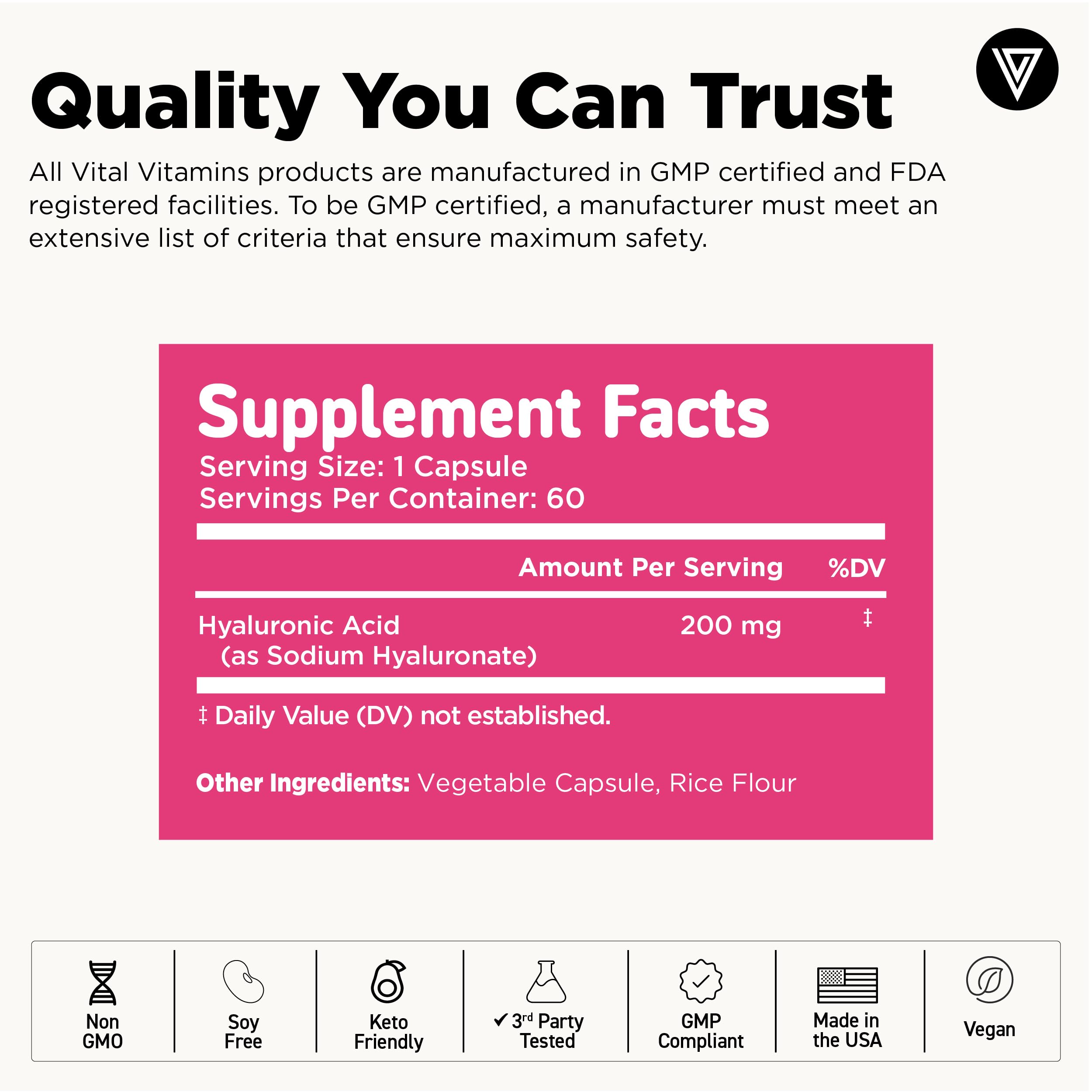Vital Vitamins comparación de tamaño junto a una moneda para escala