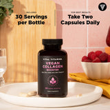 Vital Vitamins en baño junto a productos de cuidado para rutina de belleza