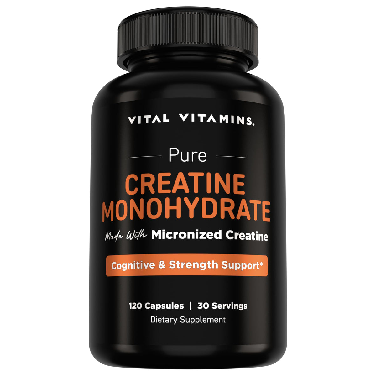 Vital Vitamins envase frontal mostrando cretina 3g por servicio y conveniencia