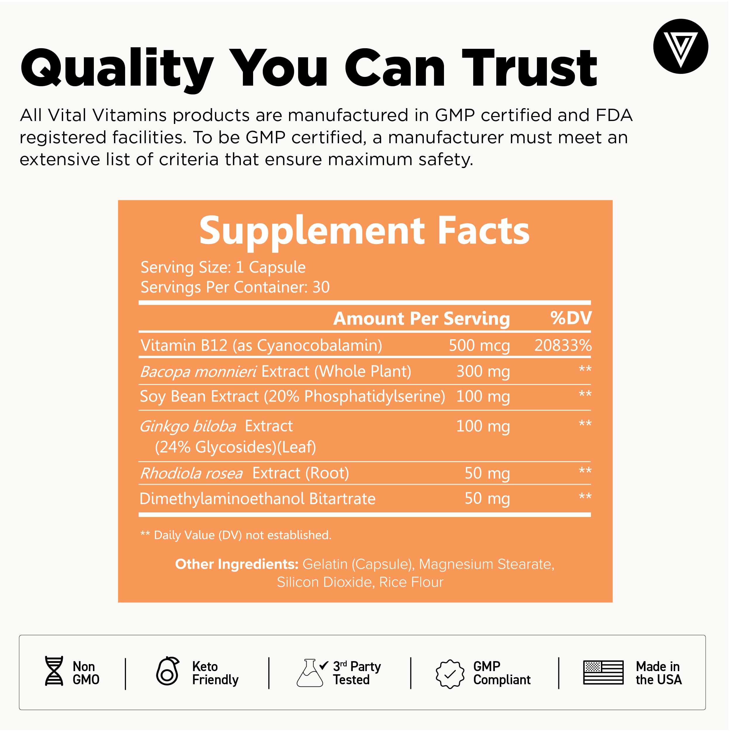 Vital Vitamins suplemento junto a libros y portátil para concentración