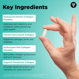 Vital Vitamins etiqueta con lista de ingredientes y tipos de colágeno
