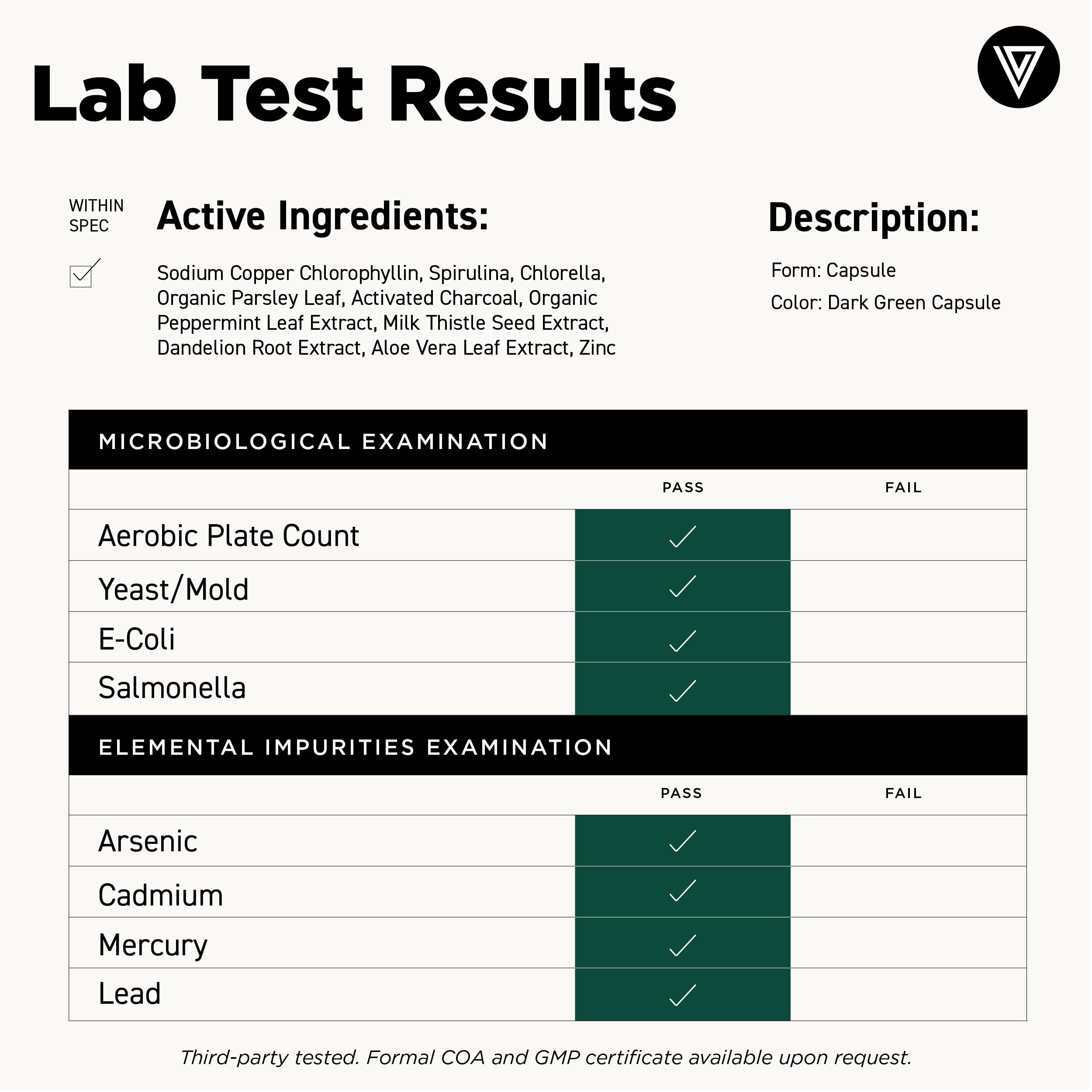 Vital Vitamins etiqueta con lista de ingredientes clave para apoyo hepático