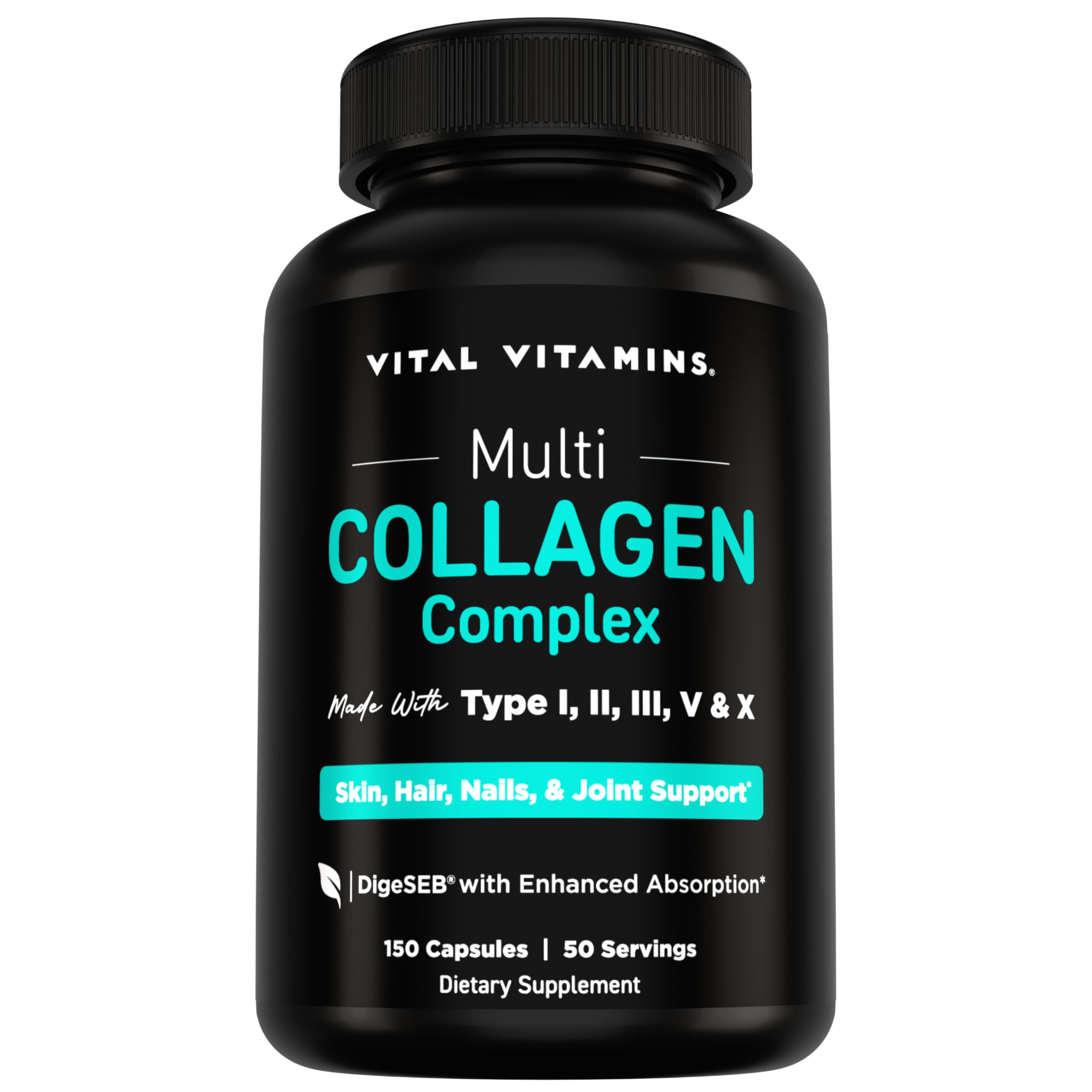 Vital Vitamins frontal del envase mostrando beneficios y volumen