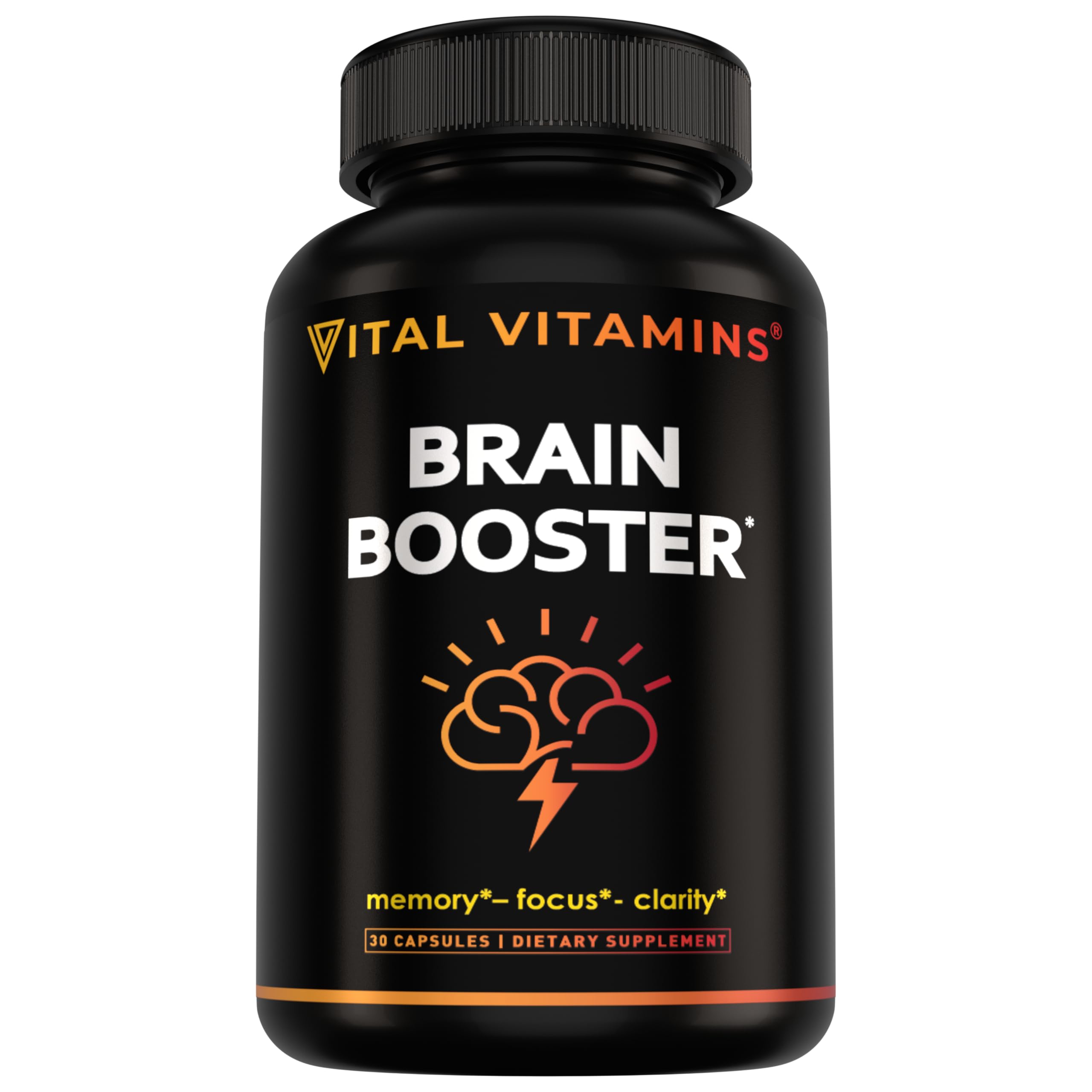 Vital Vitamins frasco frontal mostrando etiqueta clara y confianza
