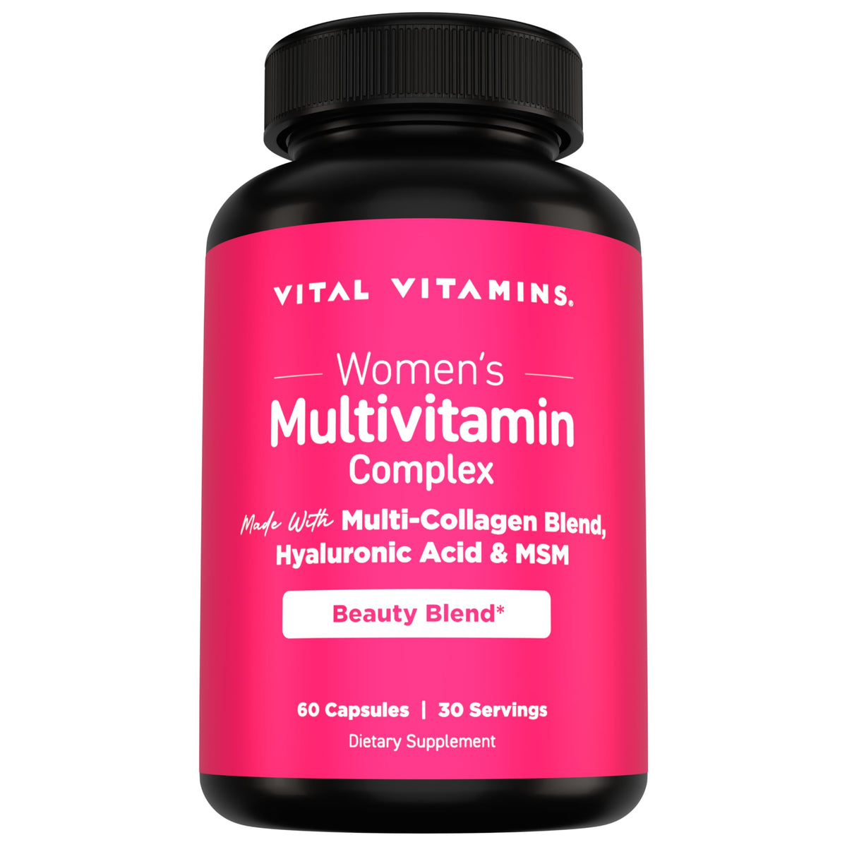 Vital Vitamins empaque frontal mostrando beneficio integral de belleza