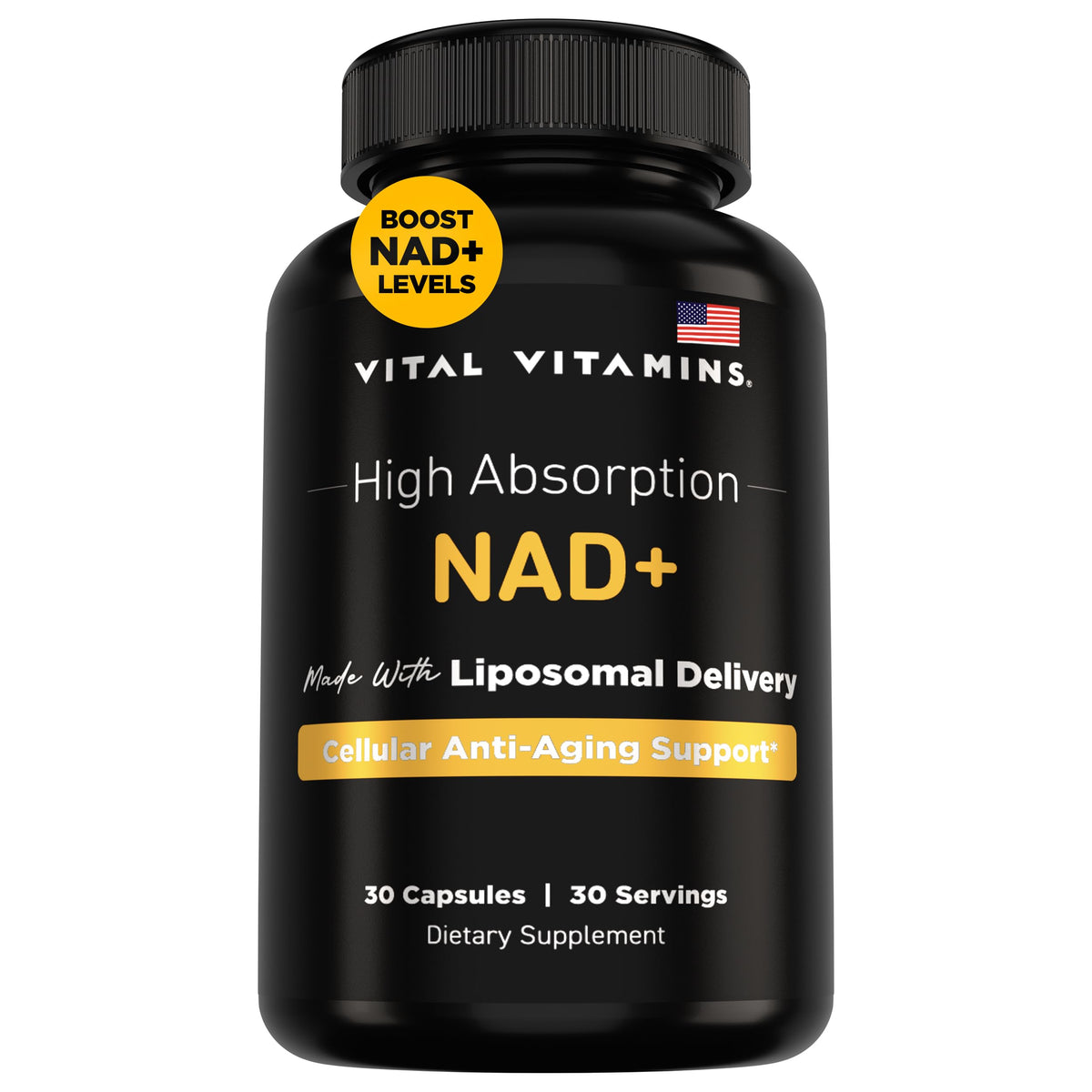 Vital Vitamins vista frontal del frasco mostrando etiqueta y formato