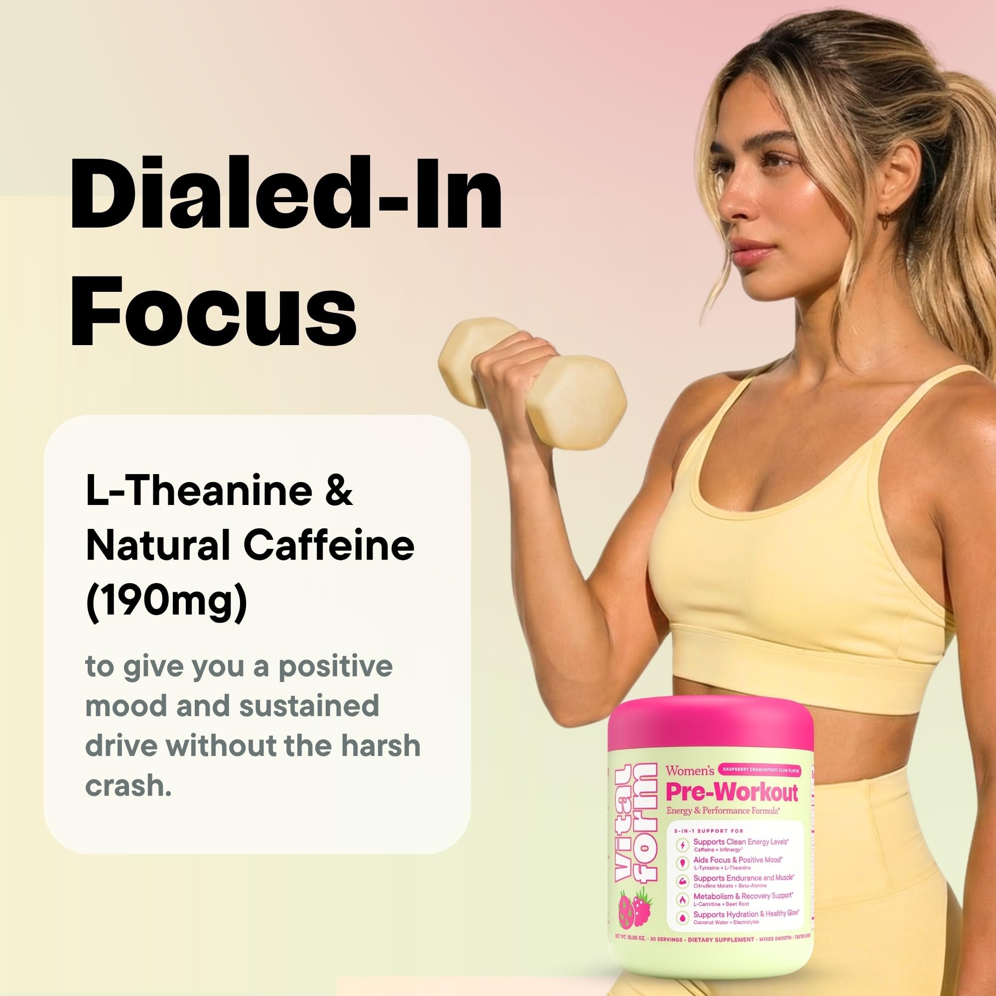 VitalForm etiqueta nutricional legible con dosis e ingredientes activos